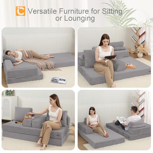 Image of COMAX Futon Sofa Bed, Convertible Sofa Bed, Folding Boneless Couches
