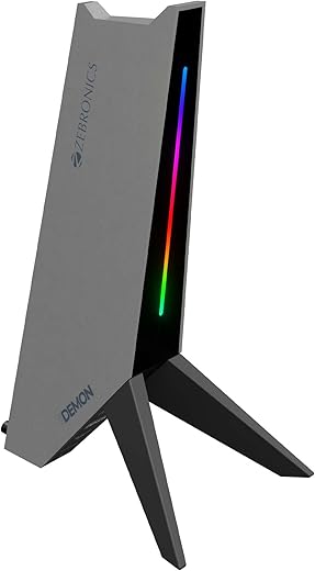 ZEBRONICS Zeb-Demon Tabletop Over Ear Gaming Wired Headphone Stand with RGB Led, Dual USB Ports, 3.5Mm Jack, Abs Material, 1.5 Meter USB Cable,…