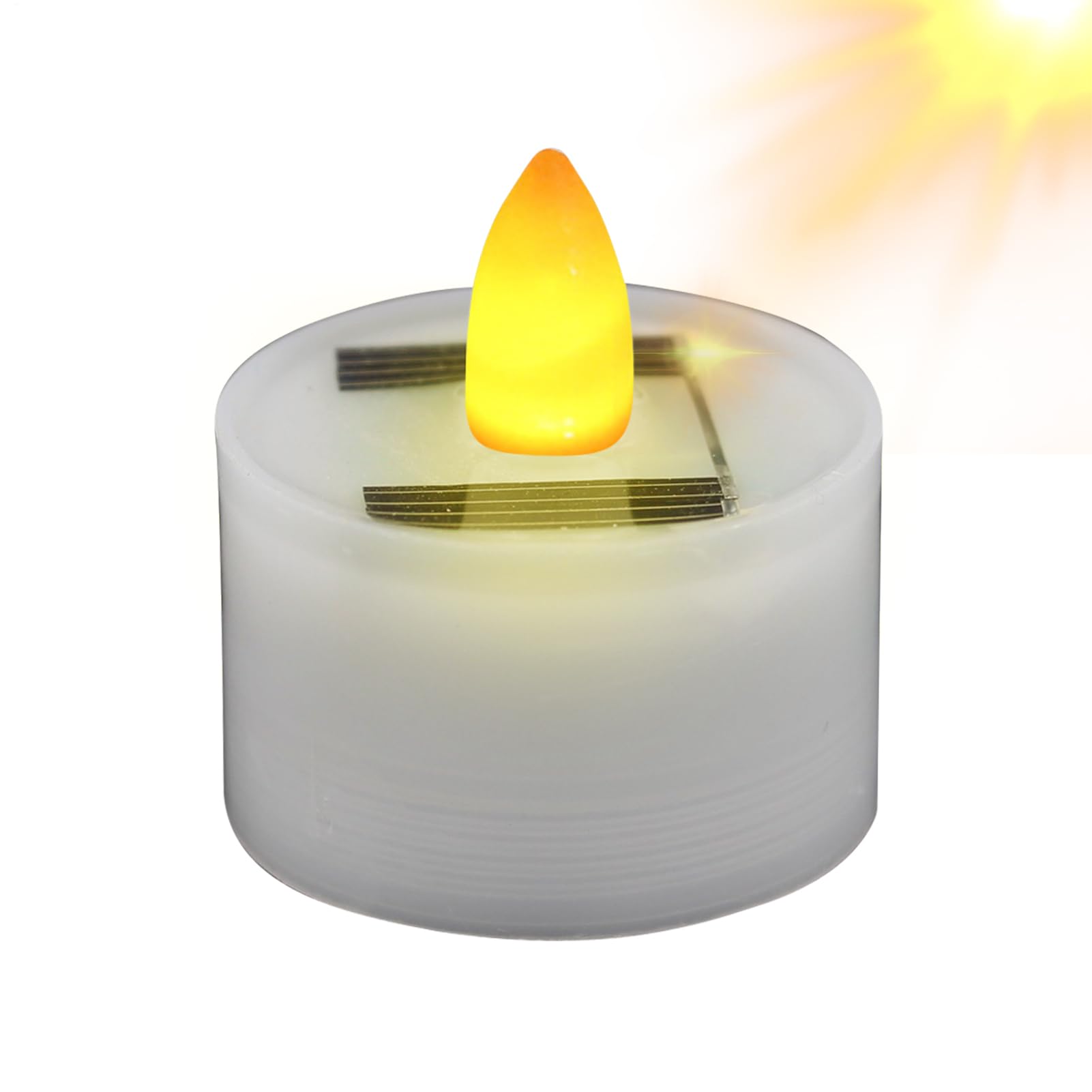 Solar Powered Tea Candles, Solar Fake Tea Lights, 6 Pieces Reusable LED Lights, Waterproof Outdoor Flameless Flicker Candles, Rechargeable for Garden Home Decor