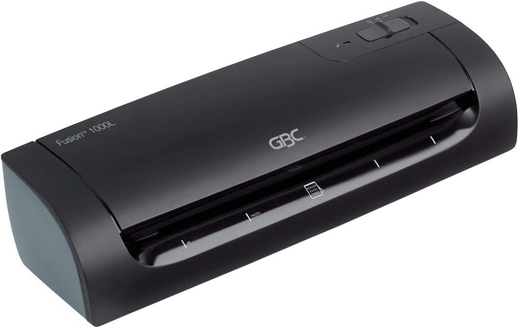 GBC Laminiergerät A4 Fusion 1000L, High Speed Laminieren, 4 min Aufwärmzeit, Heiß-/ Kaltlaminieren, für Visitenkarten-Größe bis A4, Ideal für Home Office oder kleine Büros, Schwarz, 4400744EU