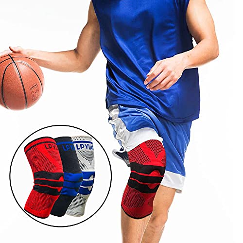 Miniatura 3 de Rodillera de compresión con resorte lateral y rodillera de silicona, estabilizador de rótula para artritis, correr, baloncesto, gimnasio