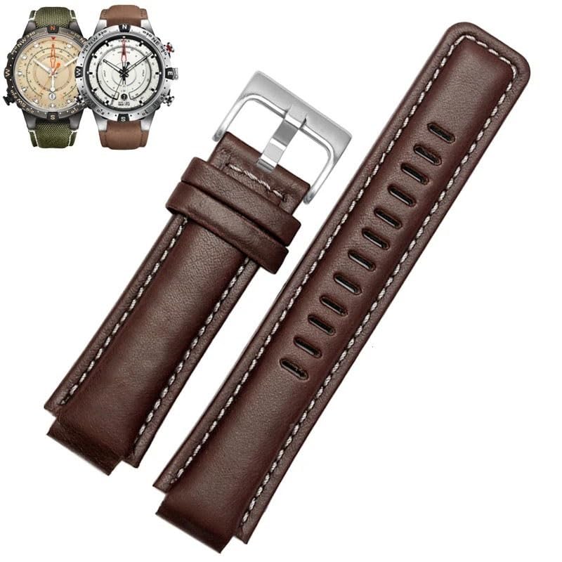 Bracelet montre en cuir pour Timex Tidal Compass T2n739 T2n720 marron