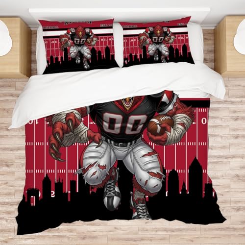 Allenjoy Atlanta American Football Black Drive Comforter Set with 2 Pillowcases for Boys Teens Men Fans Son Bedroom Nursery Bedding Room Decor, Machine Washable, Queen Size