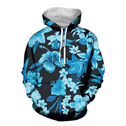 Image of Forchrinse Green Palm Tree Sea Beach Mens Hoodies Pullover Long Sleeve Fleece Hoodie Cozy Sport Casual Outwear
