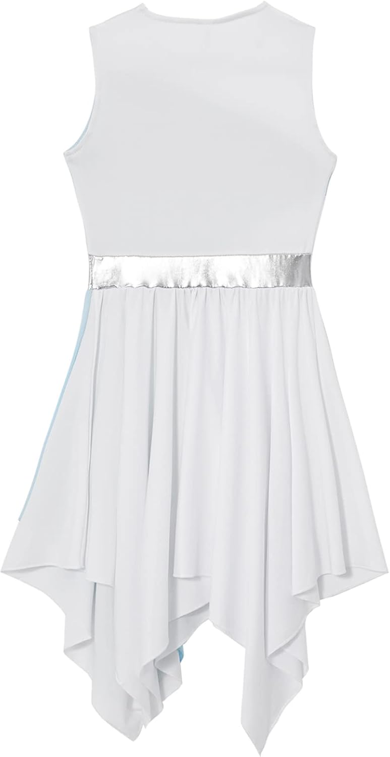 Loyan Kids Girls Liturgical Praise Dance Dress Worship Costume Lyrical Dancewear Sleeveless Church Robe Gowns