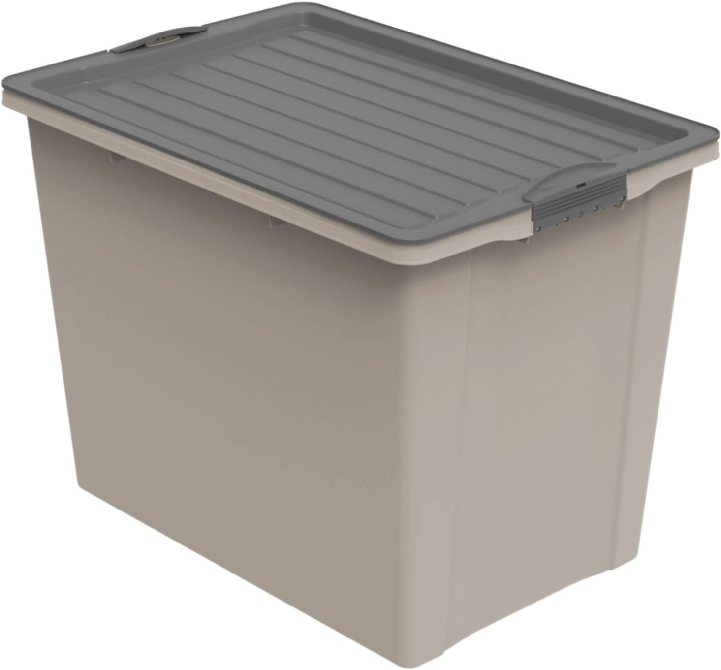 Rotho, Compact, Storage box with lid and wheels 70 l, Plastic (PP recycled) BPA-free, cappuccino/anthracite, A3/70l (57,0 x 39,5 x 43,5 cm)