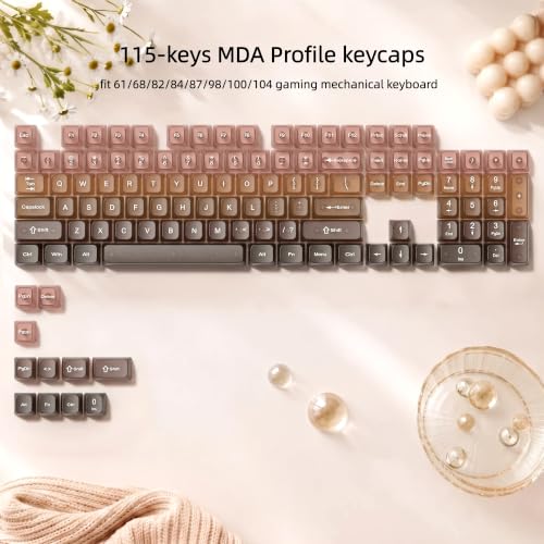 Image of dagaladoo Clear keycaps Set,Translucent Keyboard keycaps,Jelly Key caps | Shine Through keycap,MDA Profile Custom keycaps for Mx Switches Mechanical Keyboard(Gradient Brown,115-keys)