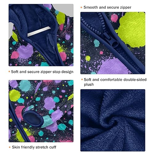 Paint Splatter Texture Boys Fleece Hoody Jacket Zip Up Coat Warm Fall Winter Plush Jacket Long Sleeve Outerwear3
