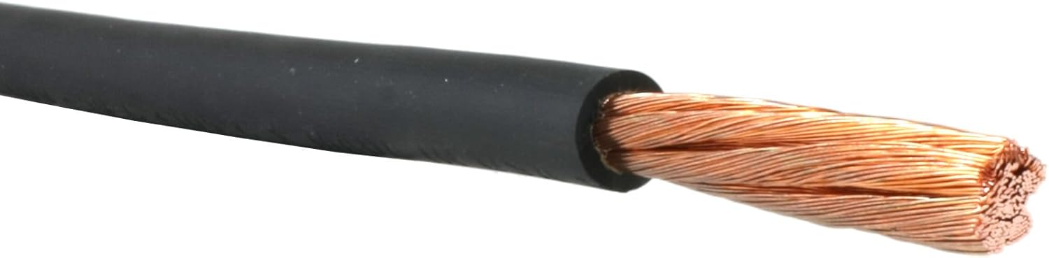 #4 Gauge AWG - Flex-A-Prene - 100% Copper Welding/Battery Cable - Black - 600 V - Made in USA (15 FEET)