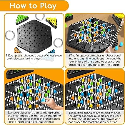 KRIDEZ Chain Triangle Chess Triggle Game Puzzle, Geometric Chess Game, Board Games for Family Night, Family Games for Kids and Adults, 2 to 4 Players,for 5+ Years Age 1