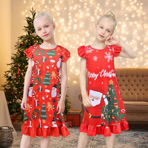 Image of Sylfairy 2pcs Girls Nightgowns, Unicorn Nightgown Princess Pajama Dresses for Girls Sleepwear Nightie