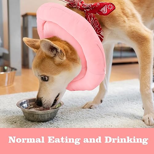 Image of Dog Cone, Pet Collar Set, Adjustable Dog Pillow Cone with Leash, Waterproof Post-Operative Recovery Collar, Lick Resistant, for Small Dogs, Medium Dogs(Size:S)