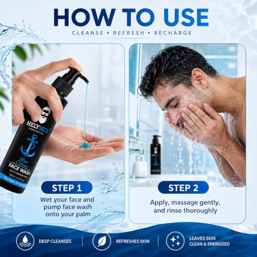 HELYBELY Blue Ocean Men Face Wash 100ml SLS & Paraben Free - Image 6