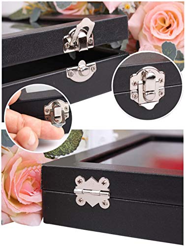 Image of BucketList Women's Velvet Glass Ring Earrings Jewelry Box - Display Storage Showcase Holder Organizer (Big 24 Grid Jewellery Box Black)