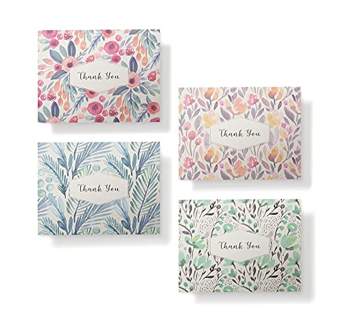 Image of Twigs Paper Watercolor Flowers Thank You Cards, 12 Blank Note Cards