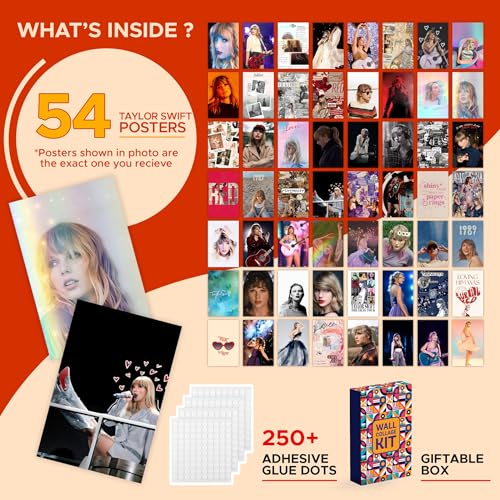 Image of CodersParadise Music Artist Wall Collage Kit - Pack of 54 Aesthetic 4x6 Inch Trendy Music Posters for Bedroom, Dorm, Living Room & Office Decor | Premium Cardstock Wall Art Prints + Glue Dots Included