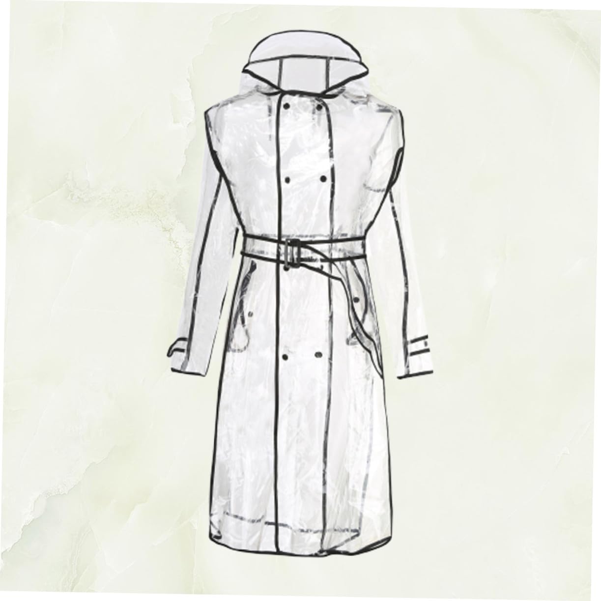 Trasparente con Giacca Antipioggia Leggera Long con Cappuccio Rainwear e Resistente Xl