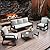 Trenlogne Charcoal Aluminum Outdoor Patio Furniture 4-Piece Set - Modern Conversation Set w/All-Weather Cushions for Porch, Balcony, Deck (Dark Gray)