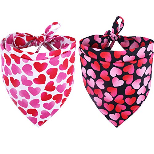 Kzhareen 2 Pack Valentine's Day Dog Bandana Reversible Triangle Bibs Scarf Accessories For Dogs Cats Pets Small #TOP24