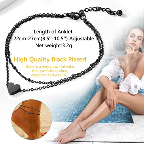 PROSTEEL Anklet for Women, Adjustable Waterproof Ankle Bracelets, Heart/Cuban/Figaro Foot Chain 316L Stainless Steel for Beach Summer with Gift Box - Image 6