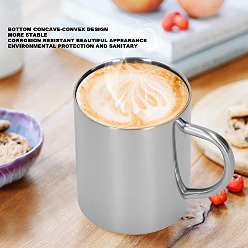 UPQRSG Doppelwandiger Edelstahlbecher, 400 Ml Reise Campingbecher, Metall Kaffeetasse, Teetasse, 304 Edelstahl Doppelschicht Anti Verbrühungs Kaffee, Tee und Wasserbecher mitGriff(Silber)