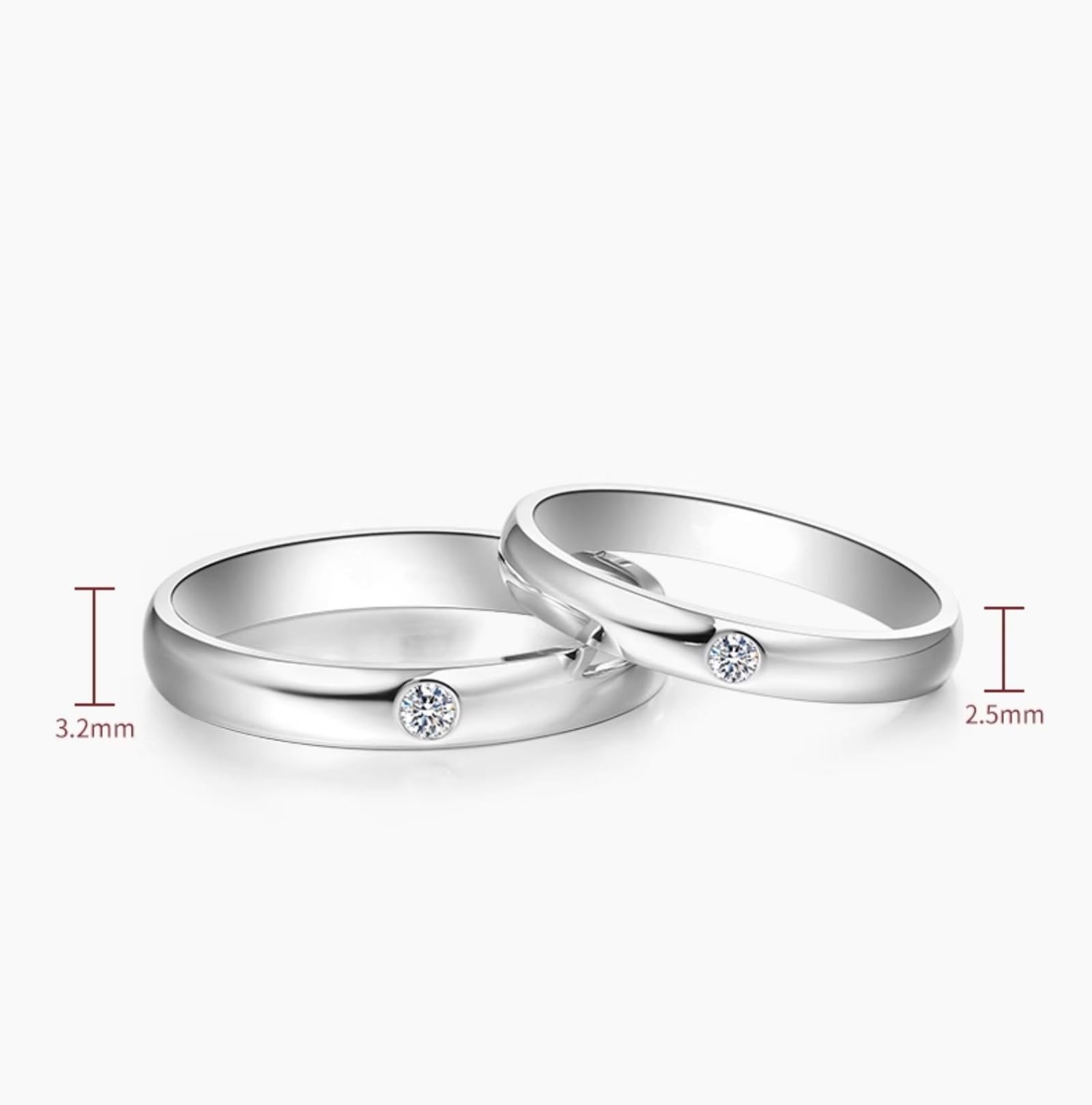 Hochzeits Ring Weißgold, Poliert Diamant Eheringe Echtgold Trauringe für Damen