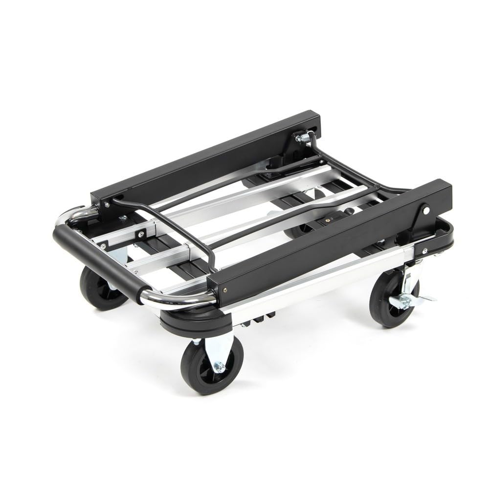 HEMMDAL Transportwagen mit offener Schaufel | 150 kg Tragkraft | HxB 95 x 42 cm | 71 cm Schaufeltiefe | faltbar | aus Stahl | Teleskop-Bügelgriff | Schwarz | platzsparend | Klappkarre