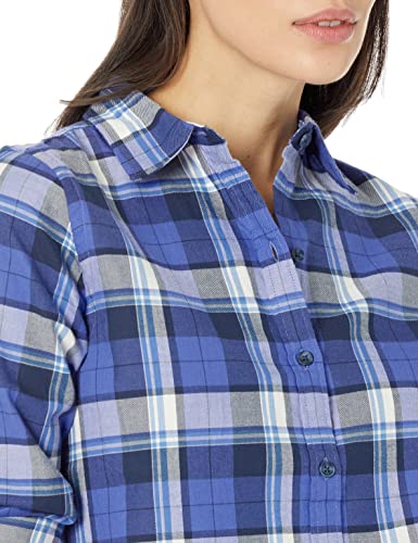 Image of Amazon Essentials Women's Regular-Fit Long-Sleeve Lightweight Plaid Flannel Shirt with Brushed Finish, Shirttail Hem