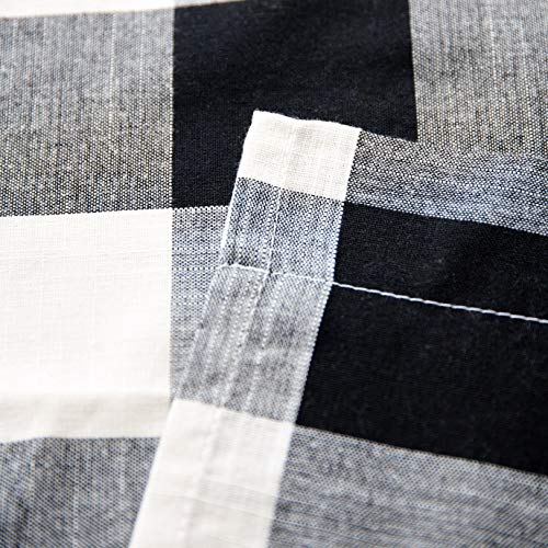 Creativesfun Farmhouse Faux Linen Look Buffalo Check Grommet Window Valance (Black & Cream, Valance 丨W53 X L24-Inch 1Pc) #TOP2