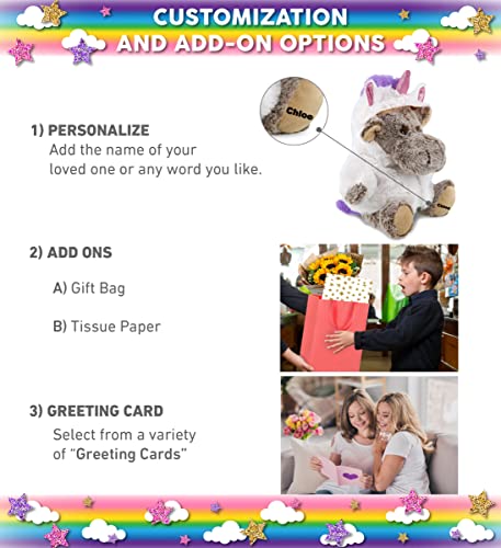 Dollibu Sitting Moose Unicorn Plush Stuffed Animal Toy - Super Soft Moose Dress Up With Removable Plush Unicorn Outfit, Cute Fantasy Wildlife Gift With Name Personalization - 11 Inches #TOP1