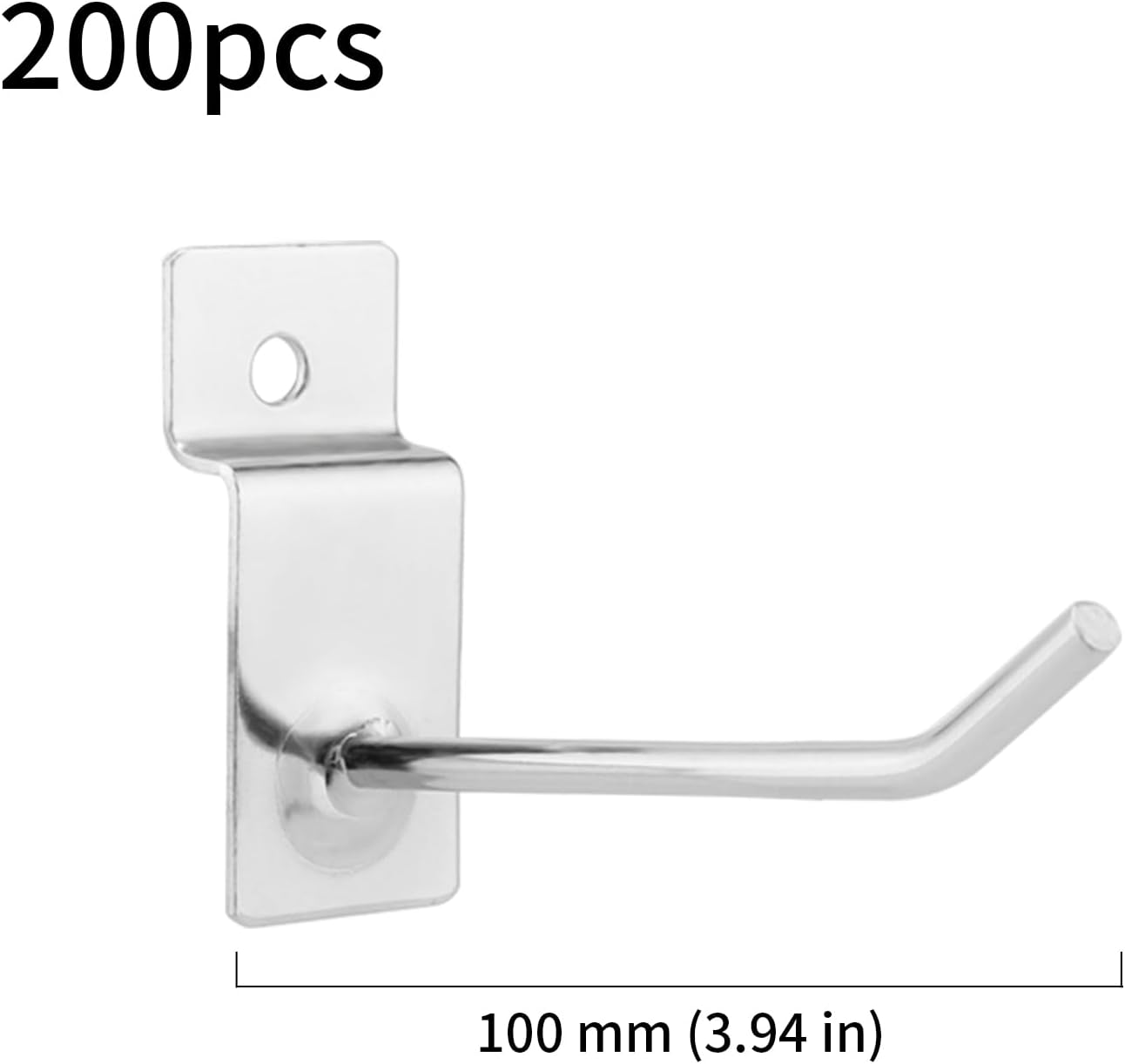 HOIGON 200 Pcs Slatwall Hooks, 4 Inch Slatwall Accessories Panel Hanging Hooks, Heavy Duty Metal Slat Wall Hangers for Retail Displays, Garage Organization