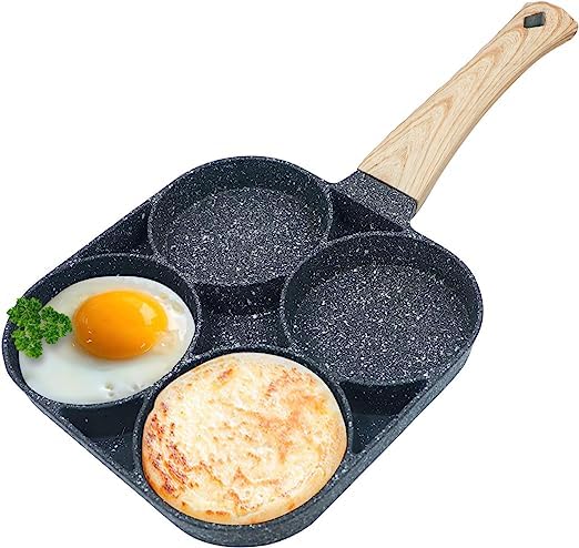 Egg Frying Pan Nonstick Pancake Pans 4-Cups Cookware Pancake, Omelette Pan,Idli Non Stic Plat Harmless With Handle For Electric Stove For Kitchen For Induction Cooker., Black