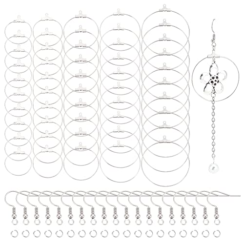 UNICRAFTALE 50pcs Boucles d'Oreilles en Acier Inoxydable - 5 Tailles 25/29/35/40/44mm Avec Anneaux de Saut - Fil pour Bijoux