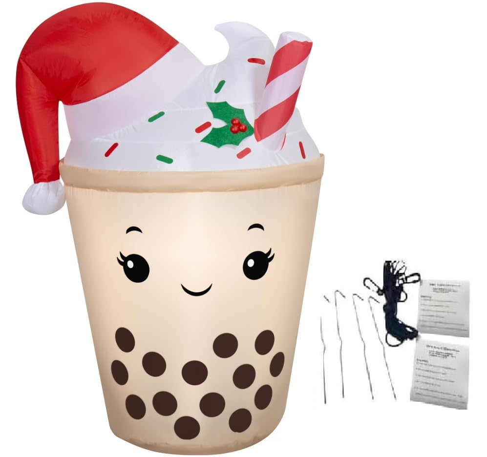 Boba Tea Décoration Gonflable Noël 2025 avec DEL 99cm contre Ennuis Déco