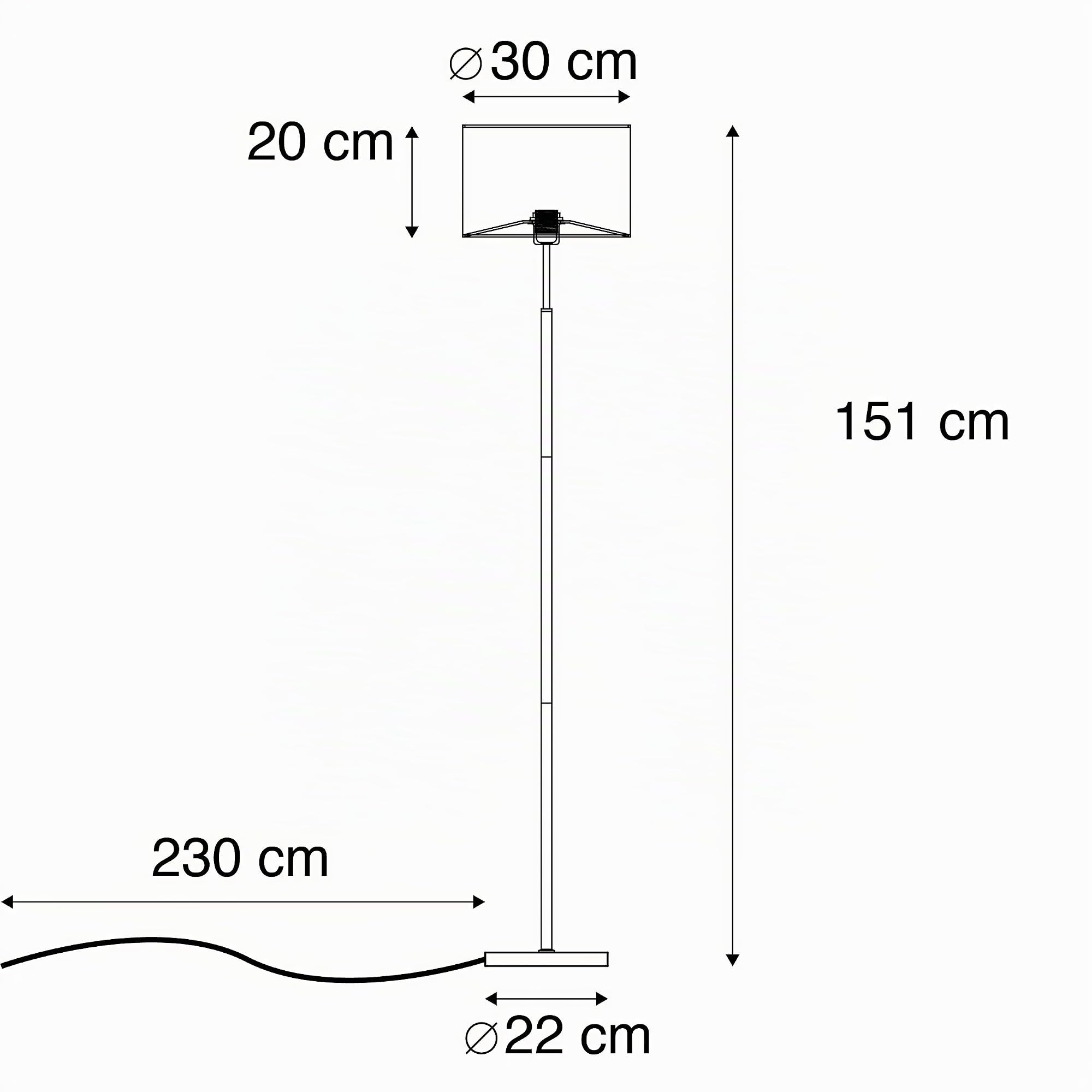 Qazqa vt - Lampada da terra Moderno - 1 luce - Ø 300 mm - Bianco - Moderno - Soggiorno I Camera da letto I Sala da Pranzo I Cucina
