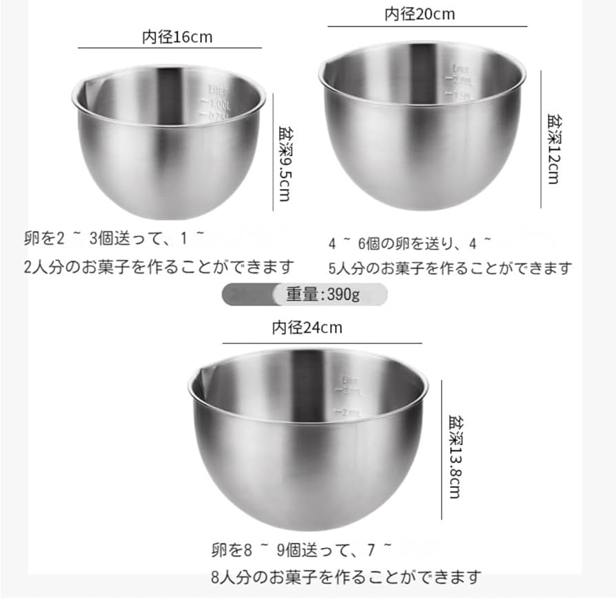Amazon｜Auyyhui 深型ステンレスボウル｜調理器具・ミキシング