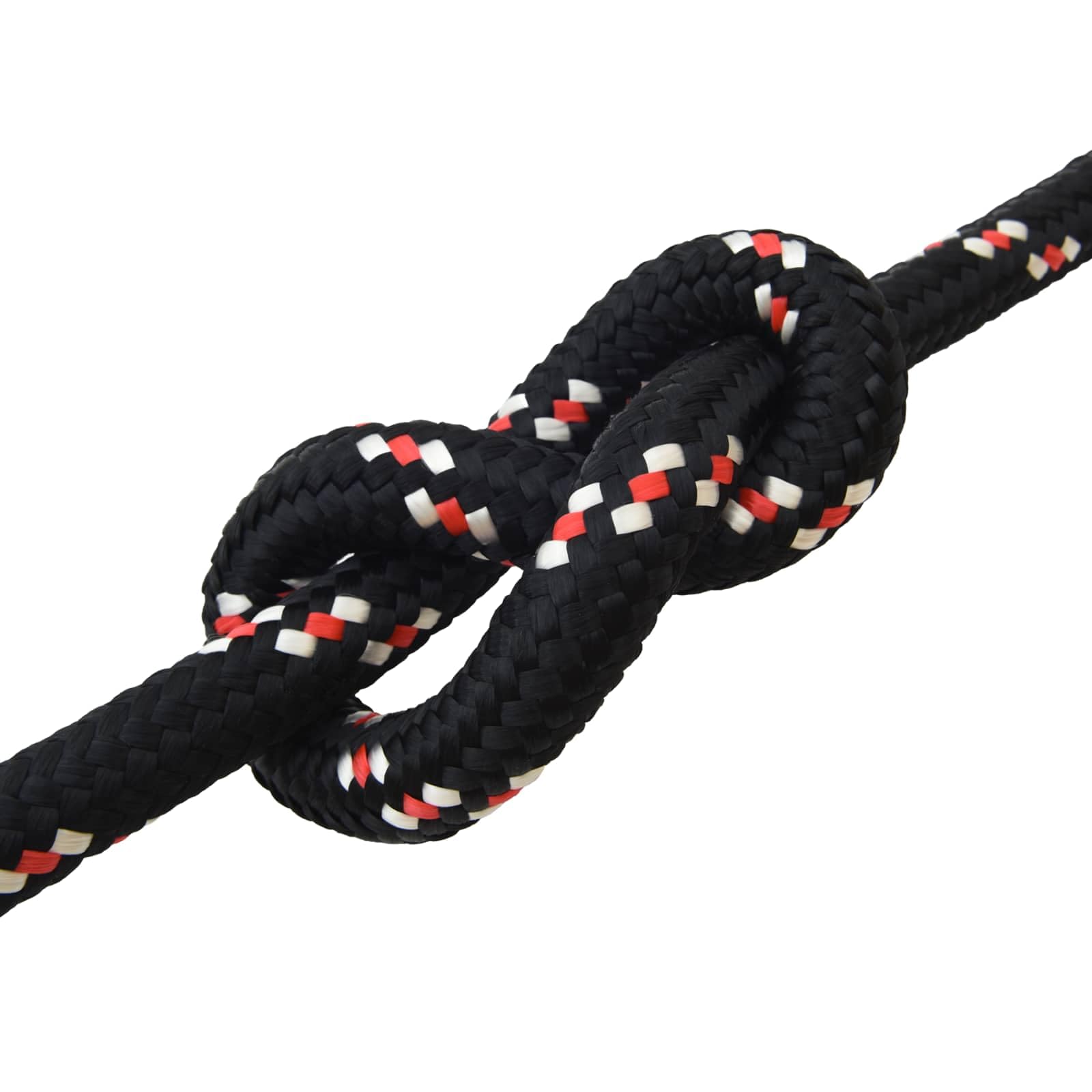 Cuerda de polipropileno de 10 m de largo, diámetro de 5 cm, 1 cuerda negra y roja para vela, canotaje, camping, resistente a la intemperie y a los rayos UV