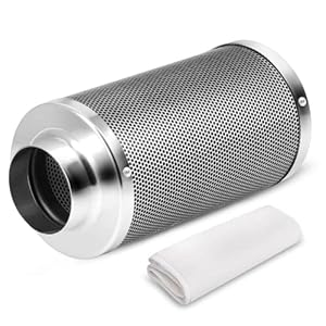 iPower 4” Air Carbon Australia Virgin Charcoal, Pre-Filter Included Reversible Flange 4″ x 14″, Smelliness Control for Grow Tent, 4″X14″, Inline Duct Fan, Odor Scrubber, Silver