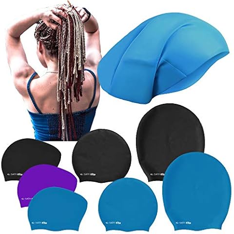 SWIM ELITE Large Silicone Swimming Cap for Long/Extra Long Hair, Dreadlocks, Braids, Weave on, Hair extension, Afro (Turquoise, XXL (23x36cm)) Cover