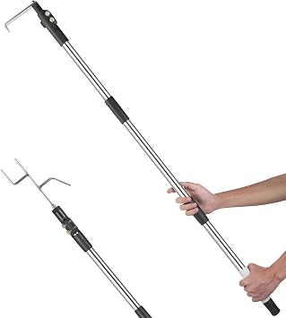 Truck Cargo Grabber, 45.8ft Telescoping Bed Retriever Tool with Dual Hooks