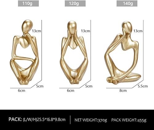 Miniatura 2 de Estatua de estatua de figura pequeña, escultura de resina, para sala de estar, decoración del hogar, adornos escandinavos de escritorio (dorado)
