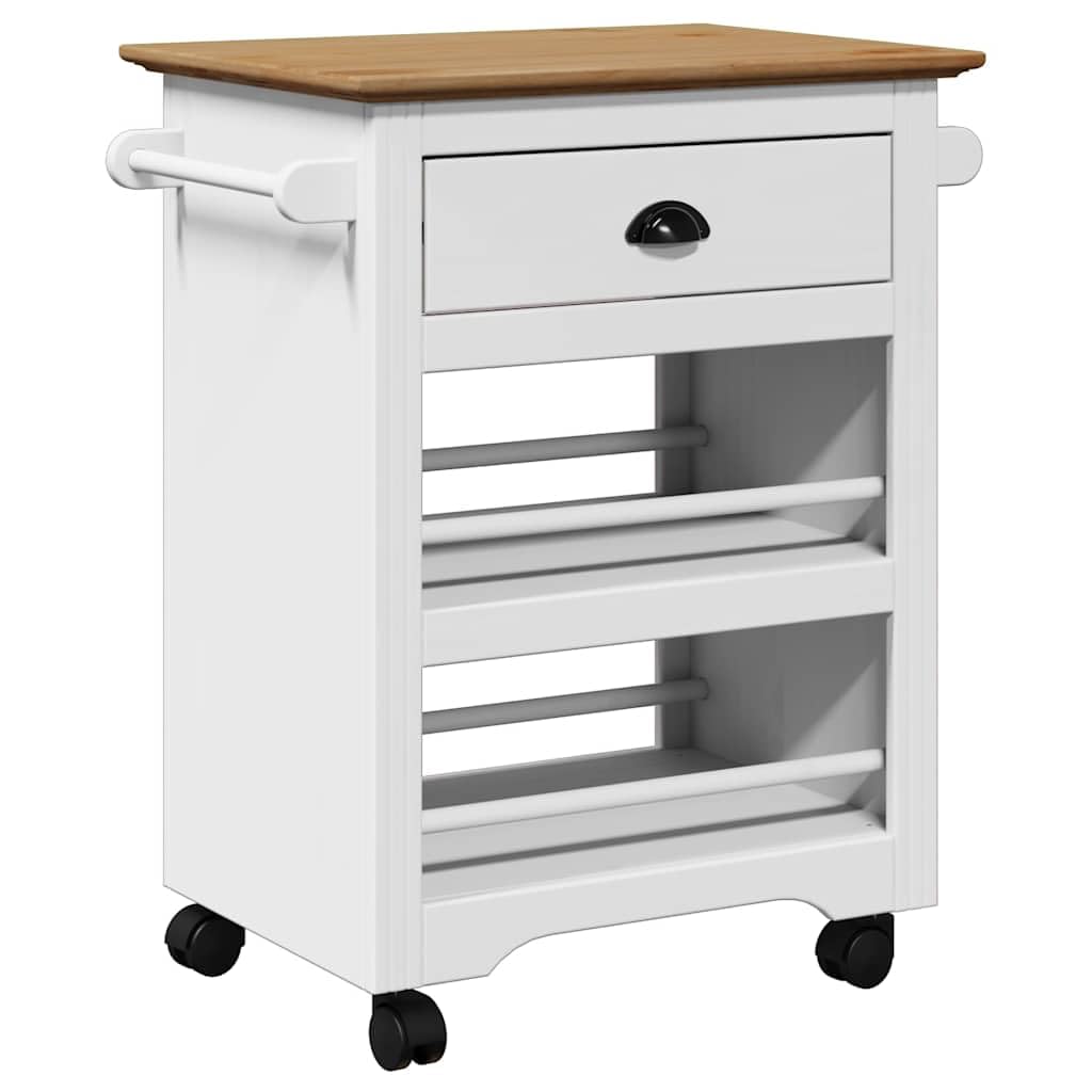 Gecheer Carrito de Cocina BODO Blanco y marrón 67,5x45x80 cm,Carrito verdulero para Cocina,Carrito Auxiliar Multiuso,Carros de Servicio