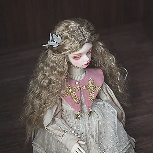 Lllunimon Perucas de cabelo de boneca SD BJD Faux Mohair, peruca de boneca de cabelo longo encaracol