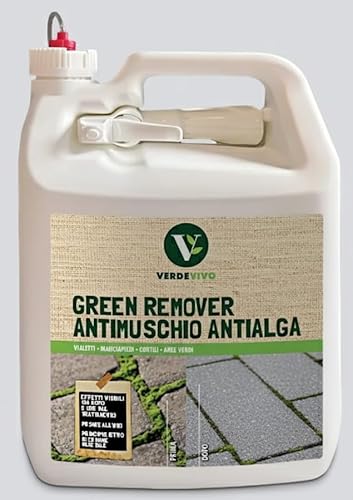 Verde Vivo Green Remover Antimuffa e Antialga, 5 Litri, per Vialetti Marciapiedi e Muri, Liquido Pronto all'Uso, Principio Attivo di Origine Vegetale