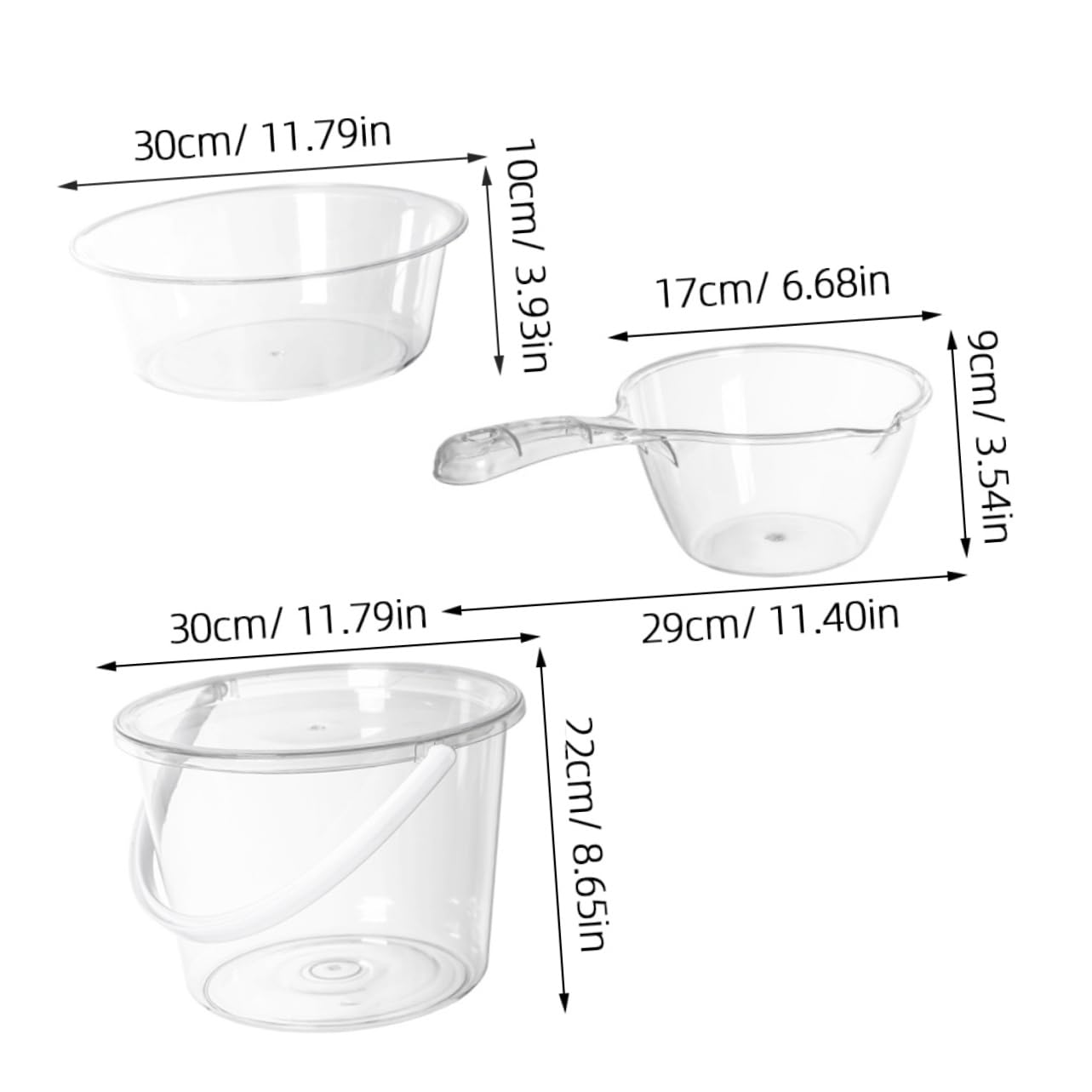 COLLBATH Large Capacity Foot Wash Bucket Set Home Cleaning Water Bucket Handle Plastic Round Water Container for Farm Garden Kitchen