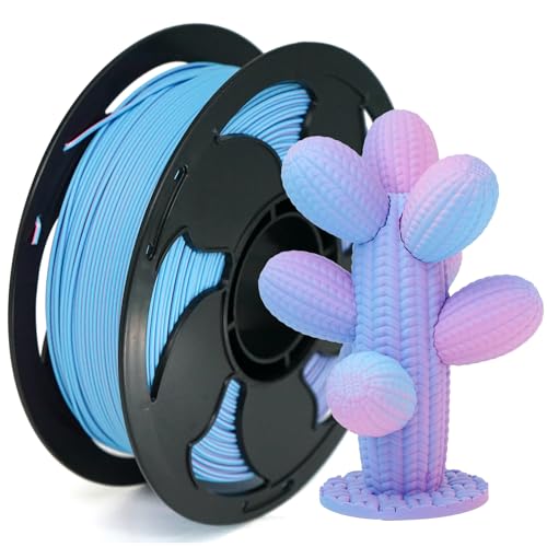Image of Matte Tri Color Blue Purple Pink PLA 1.75mm 1kg 600mm /s 3D Printer Filament | Matte finish Tri Sky Blue Purple Pink Coextrusion Hide layer Rapid color change High Speed 1kg spool 2.2lb for Bambu Prusa