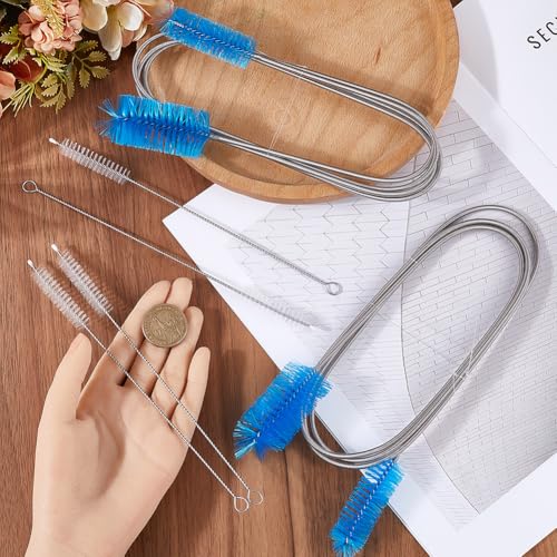 Image of GORGECRAFT 9Pcs Flexible Drain Brush Set Metal Stainless Steel Double Ended Elastic Hose Cleaners Long Straw Pipes Cleaning Tool Brushes for Home Bathroom Sink Shower Kitchen Plumbing