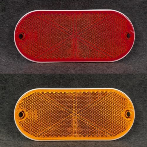 Image of BESULEN Car Oval Reflectors, 10pcs Automotive Wheels Motorcycle Reflective Stickers, Self Adhesive Safety Reflectors for Roads, Tunnels, Auto Security Reflectors with Mounting Holes (Red+Yellow)