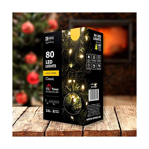 Emos LED Lichterkette Classic mit Timer-Funktion | LED Deko Länge 4m, 40 LEDs, 230V mit Stecker, Lichterkette Innen und… – Bild 8