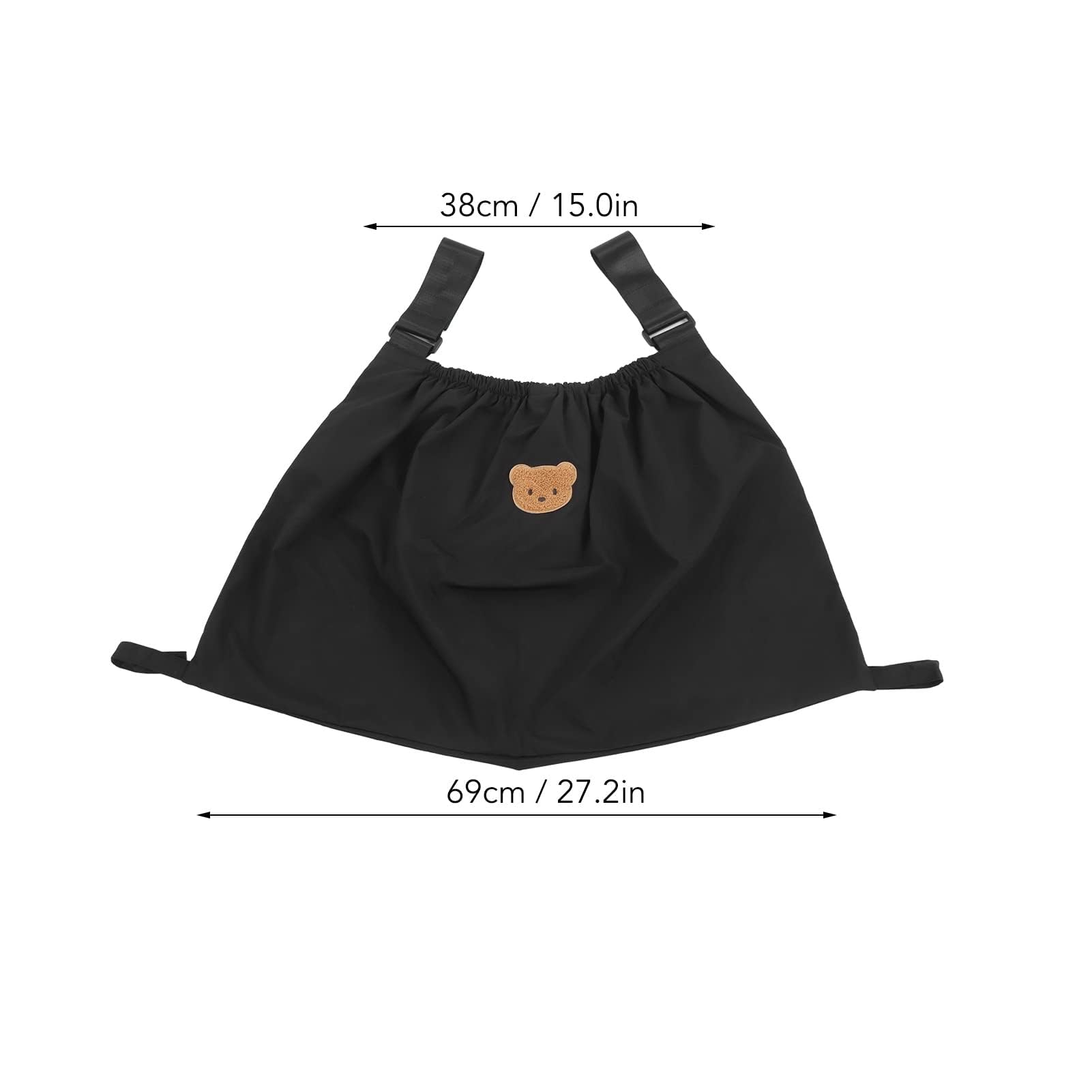 Organizer per borsa per passeggino Borsa per pannolini per bambini riutilizzabile Modello di orso carino Organizzatore universale per passeggino per mamma che allatta Viaggio all'asilo(Nero)